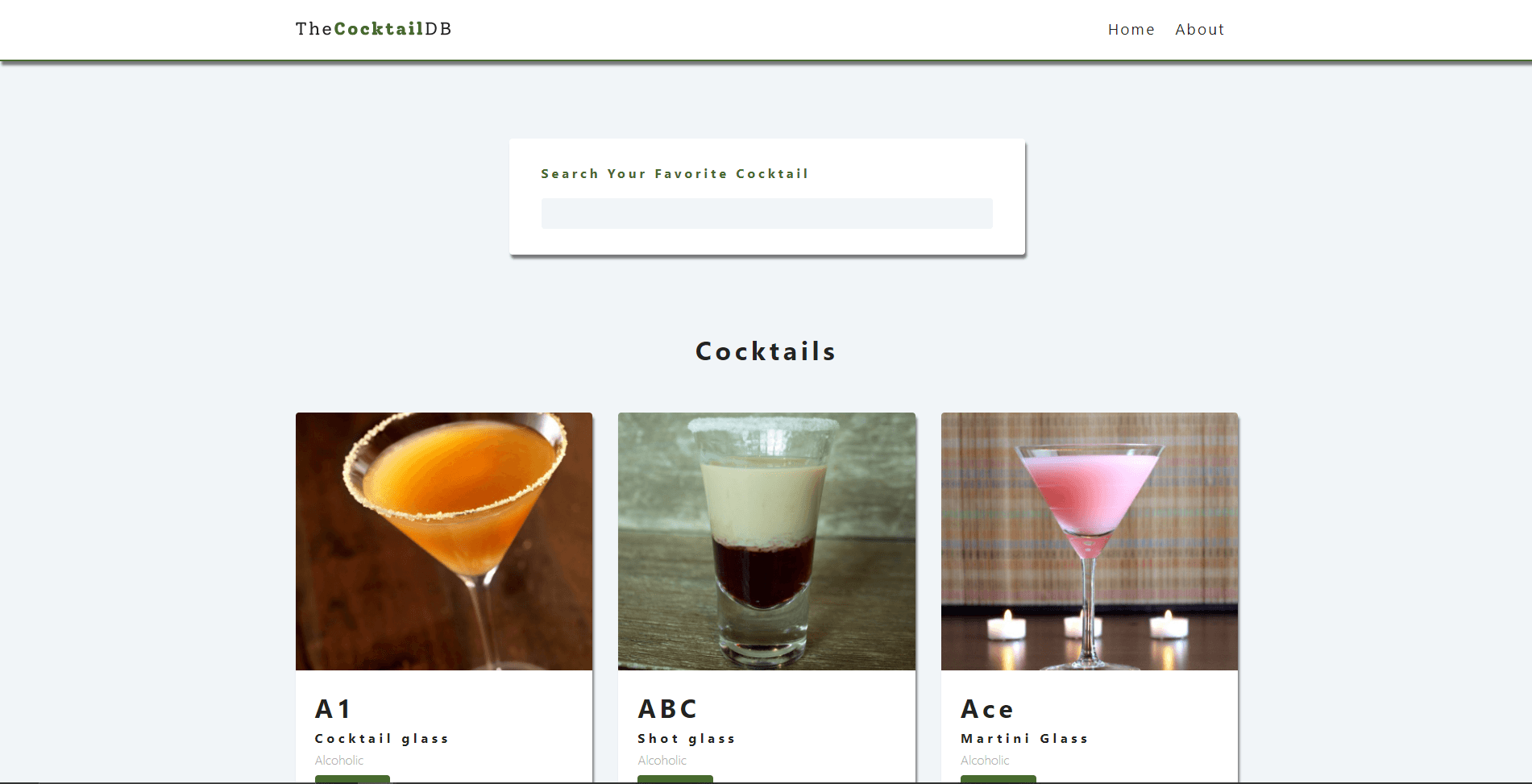 A ReactJS app that retrieves information about various cocktails from an API